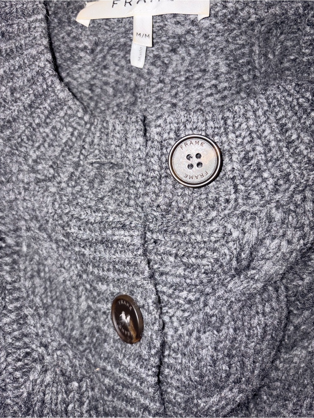 Frame Denim Dark Charcoal Cable Knit Button Cardigan - Picture 5 of 5